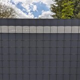 thumbnail of zaun|zu® Sichtschutzstreifen Gelocht Quadrat Muster für Doppelstabmatten Fenstergrau 50m