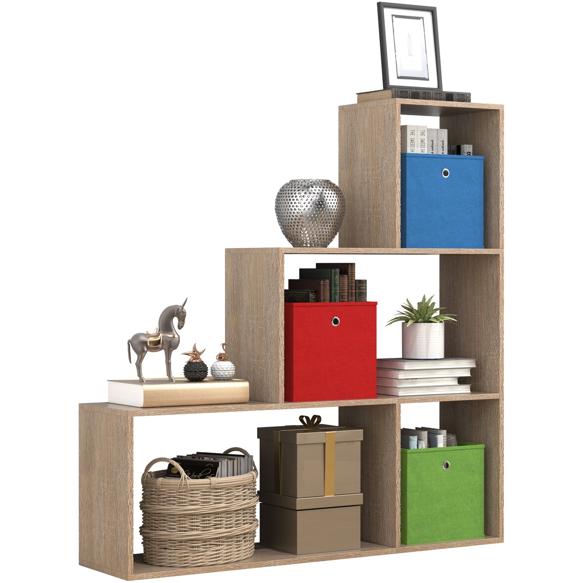 VCM Standregal Dubila Sonoma-Eiche H. 123 x B. 117 x T. 29 cm