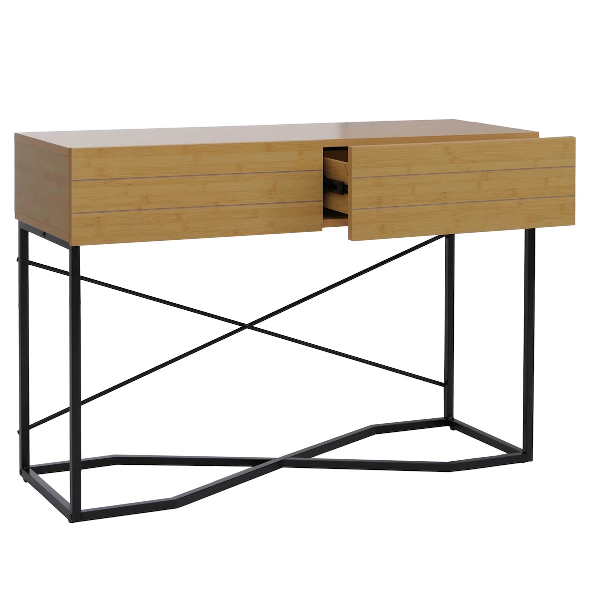 Décoshop26 - Industrieller Konsolentisch mit 2 Schubladen moderner Loft-Stil 81 x 120 x 40 cm melaminbeschichtete MDF-Platte mit 04_0008852