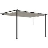 thumbnail of Outsunny pérgola de pared de jardín 4x3 m gazebo exterior cenador con techo retráctil tela de poliéster y marco de acero para patio terraza balcón