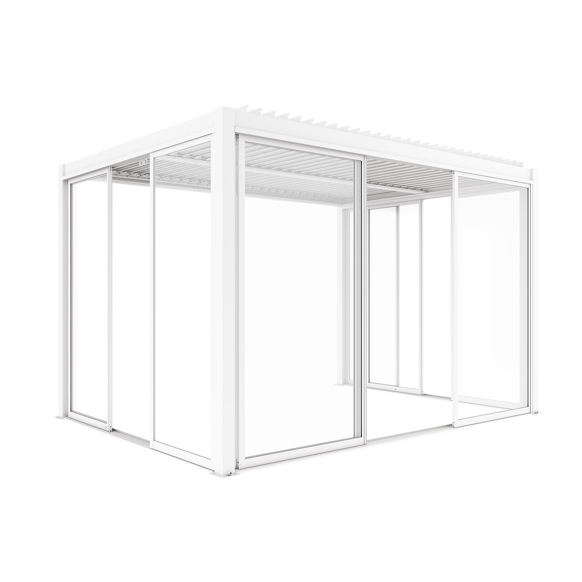 BS COM Laterale scorrevole per pergola bioclimatica con vetro 224x135x25 cm Bianco