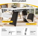 thumbnail of Ausziehbarer Esstisch MDF Metall Weiß+Schwarz 159x74x77 cm mit Marmoroptik Tischplatte, Schiebesystem mit Metallschienen, stabile Stahlbeine