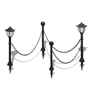 Helloshop26 - Barreira de corrente 2 lâmpadas solares e 2 postes de iluminação decorativa 2402026