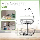 thumbnail of Dayshake Fruttiera con gancio per banana - Cesto rotondo per frutta nero - Etagère a 2 ripiani