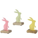 thumbnail of 1 Dekofigur Osterhase 12cm Metall Holz Dekohase Osterdeko Tischdeko Ostern Frühlingsdeko Osterschmuck Metalldeko Hase Figur Geschenk Gelb Grün Rosa