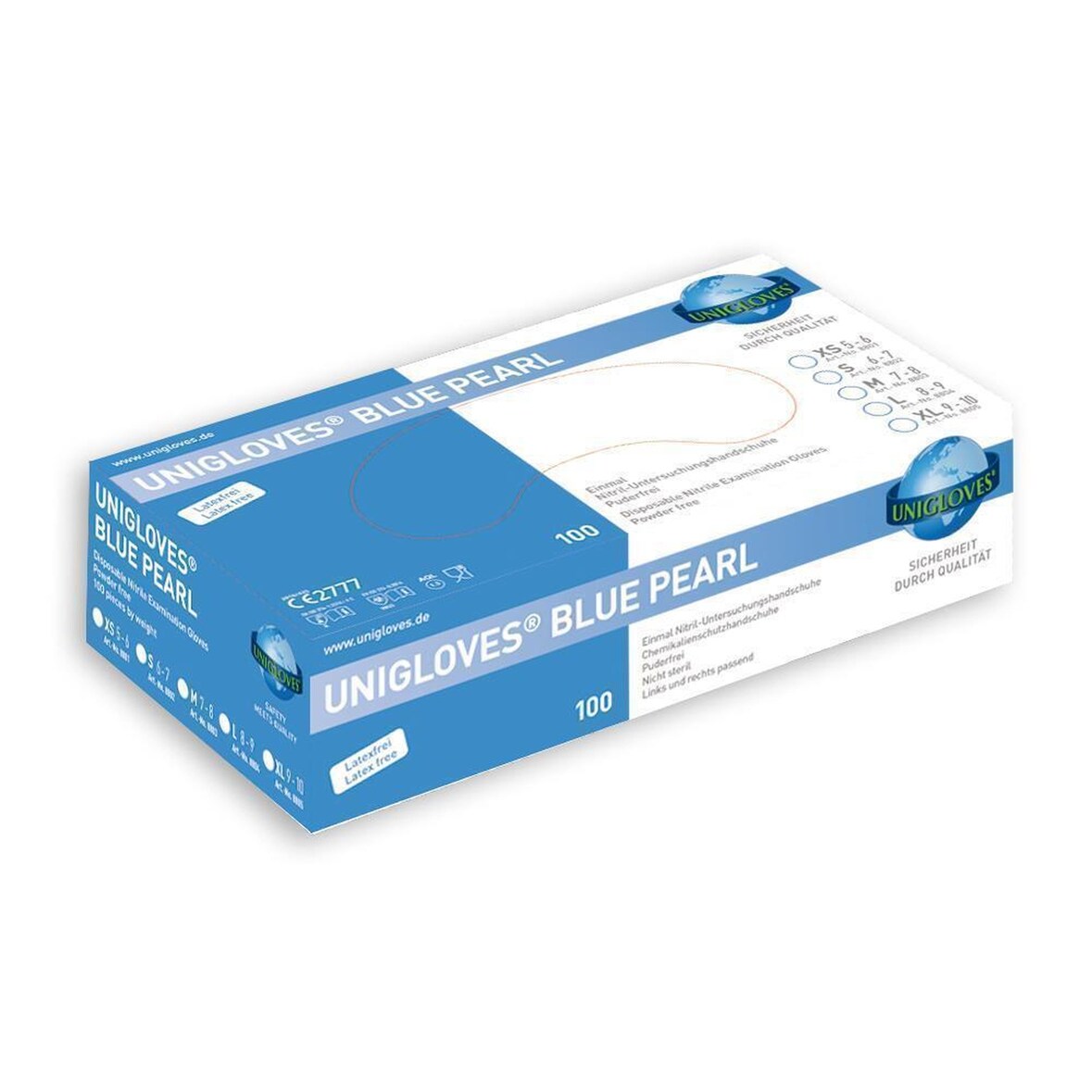 1000 Unigloves Blue Pearl Nitrilhandschuhe - Gr. XS - Einmalhandschuhe