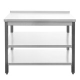 thumbnail of Edelstahl Arbeitstisch mit Aufkantung verschweißt  Bautiefe 600mm  mit Grundboden & Zwischenboden  AISI 304