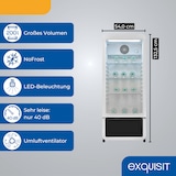 thumbnail of Exquisit Glastürkühlschrank, 200l Getränkekühlschrank mit LED, Umluft, 3 verstellbare Ablagen, CoolPro, GKS5180-GT-431D weiss