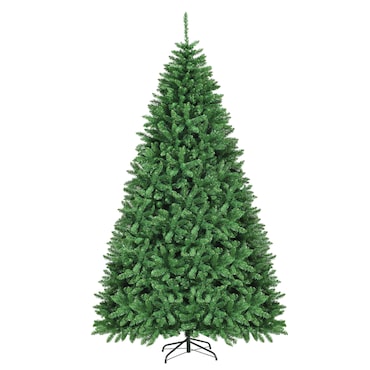 COSTWAY albero Natale 275cm, base metallica, sistema pieghevole, aghi PVC, verde.