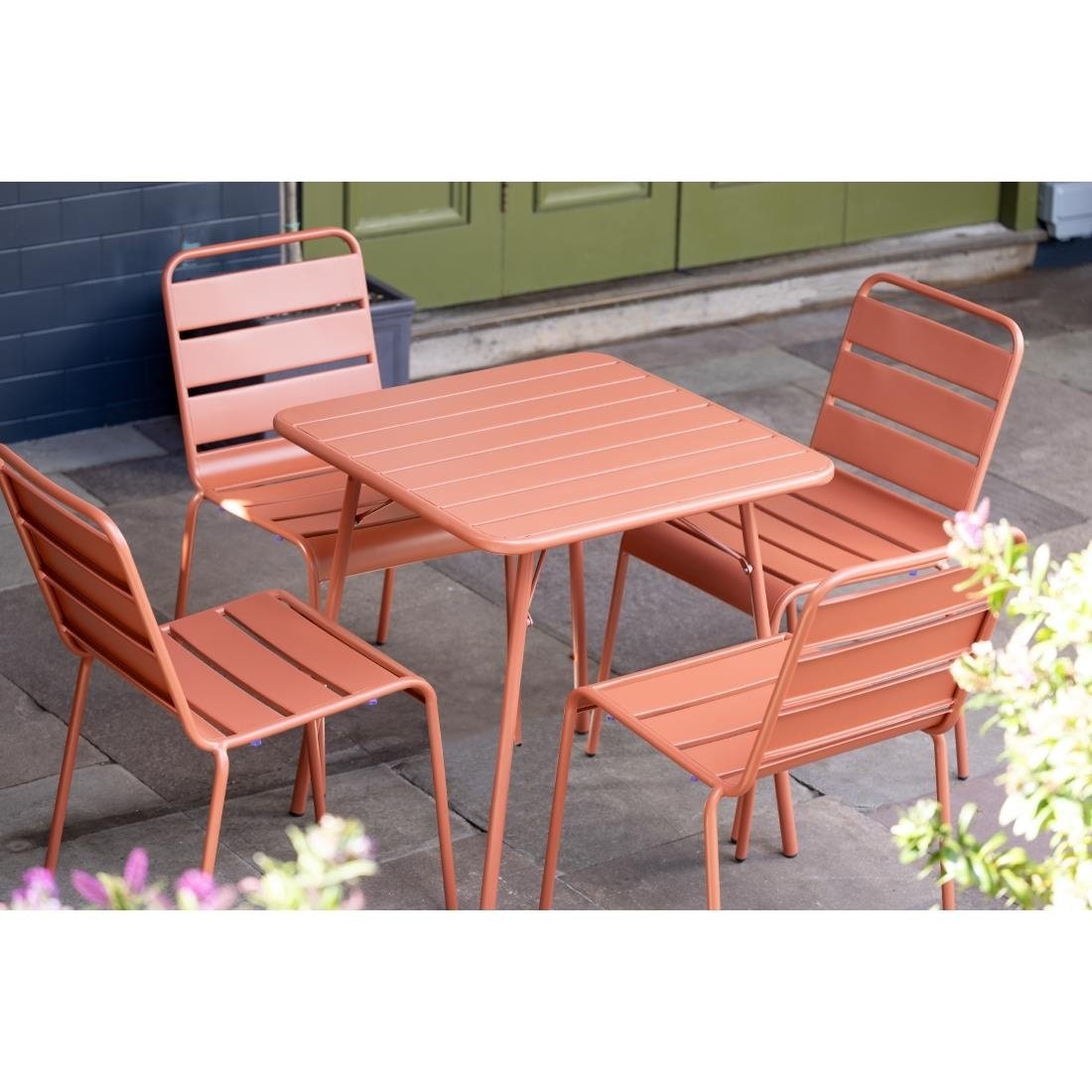 Chaises à lattes en acier Bolero terracotta (lot de 4)