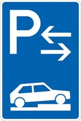 thumbnail of Verkehrsschild VZ315-78, Parken halb auf Gehwegen quer rechts (Mitte), Alu, RA2, 600x900 mm