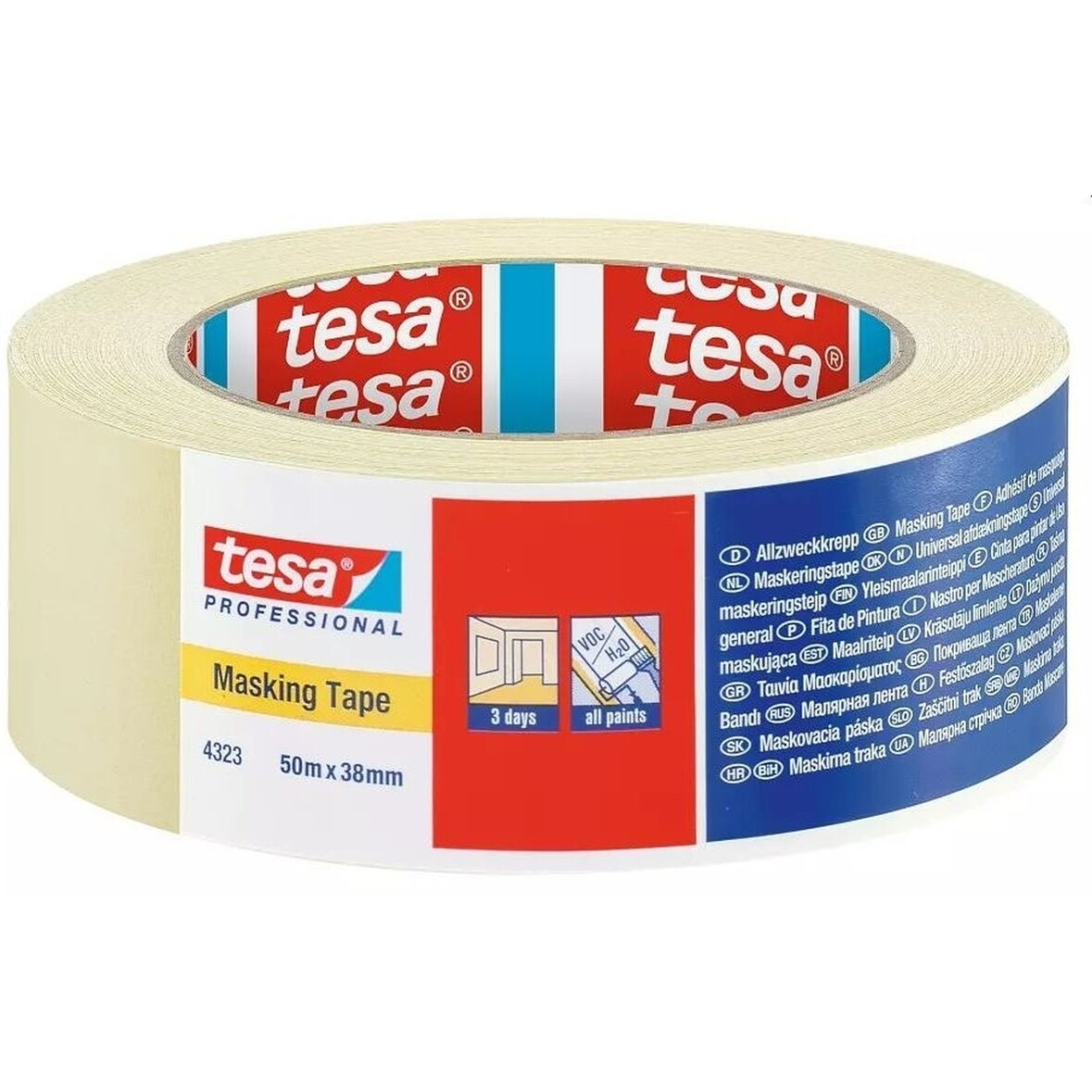 Allzweckabdeckband tesakrepp 4323 38mm x 50m hellbeige Packung mit 8 Stück