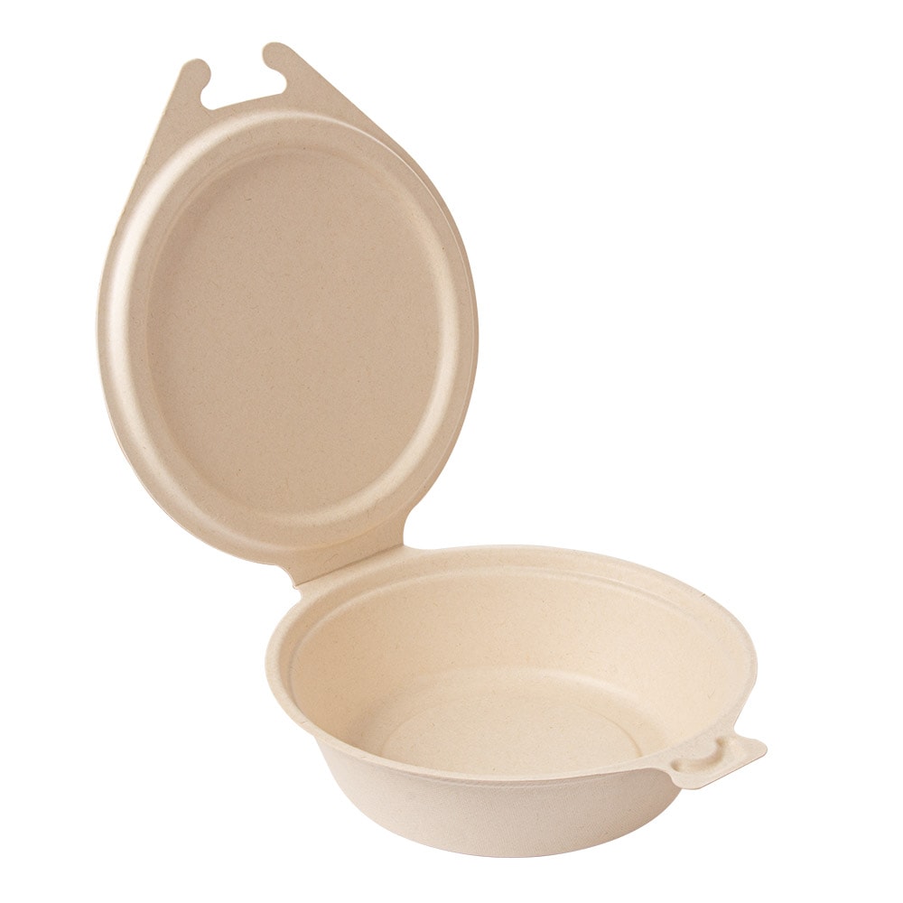 300 Unités - Récipients Avec Charniere 'Bionic' 600 Ml 18X13,5X5 Cm Naturel Bagasse - Garcia de Pou
