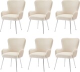 thumbnail of Esszimmerstuhl 6er Set Samt Beige mit Armlehnen, Lendenstütze und verstellbaren Metallfüßen – komfortabel und stabil 83x57x53 cm