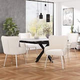 thumbnail of Esszimmerstuhl 6er Set Samt Beige 83x57x53 cm mit Armlehnen, Lendenstütze, verstellbaren Füßen und Metallbeinen, elegantes Faltendesign