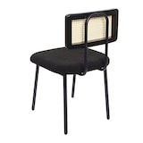 thumbnail of Lot de 2 chaises de salle à manger HWC-K88, chaise inclinable, bois polyrotin métal bouclé ~ tissu/textile noir
