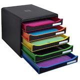 thumbnail of EXACOMPTA Cassettiera Big-Box Plus 309914D, 5 cassetti, box polistirolo monoblocco, (PxlxAlt) 34,7x27,8x27,1 cm, gamma Black Office nero/arlecchino