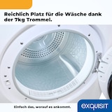 thumbnail of Exquisit Wäschetrockner 7kg, Trockner, Startzeitvorwahl, Knitterschutz, Ablufttrockner, 15 Programme, Kindersicherung, Energieklasse G, TAE70-70 weiss
