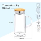 thumbnail of Wilmax Borosilikat Glas Krug mit Bambusdeckel, 1000ml