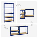 thumbnail of PROREGAL 4x Schwerlastregal Tiger | HxBxT 180x90x45 cm | Fachlast 265kg | Blau | Stecksystem Lagerregal Regalsystem 4 Stk.