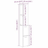 thumbnail of vidaXL Badkamerkast Zwart Eiken 25x25x170 cm Gelaagd Hout