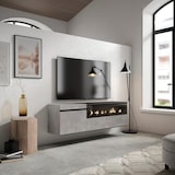 thumbnail of Wohnzimmer TV-Schrank, Viel Stauraum, 150x35x45cm, Für TV-Geräte bis 65“, Elektrischer Kamin, Hängend, Moderner Stil, Zementgrau _ 56_15