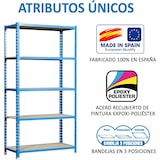 thumbnail of SimonRack Scaffali Metallo Garage 2000x1000x500 mm, 5 Niveaux, Ripiani in Legno, 150 kg per Ripiano, Blu/Legno – Maderclick