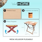 thumbnail of Wellhome Mesa Velador de haya plegable-acabado en barniz 70x70x76 cm