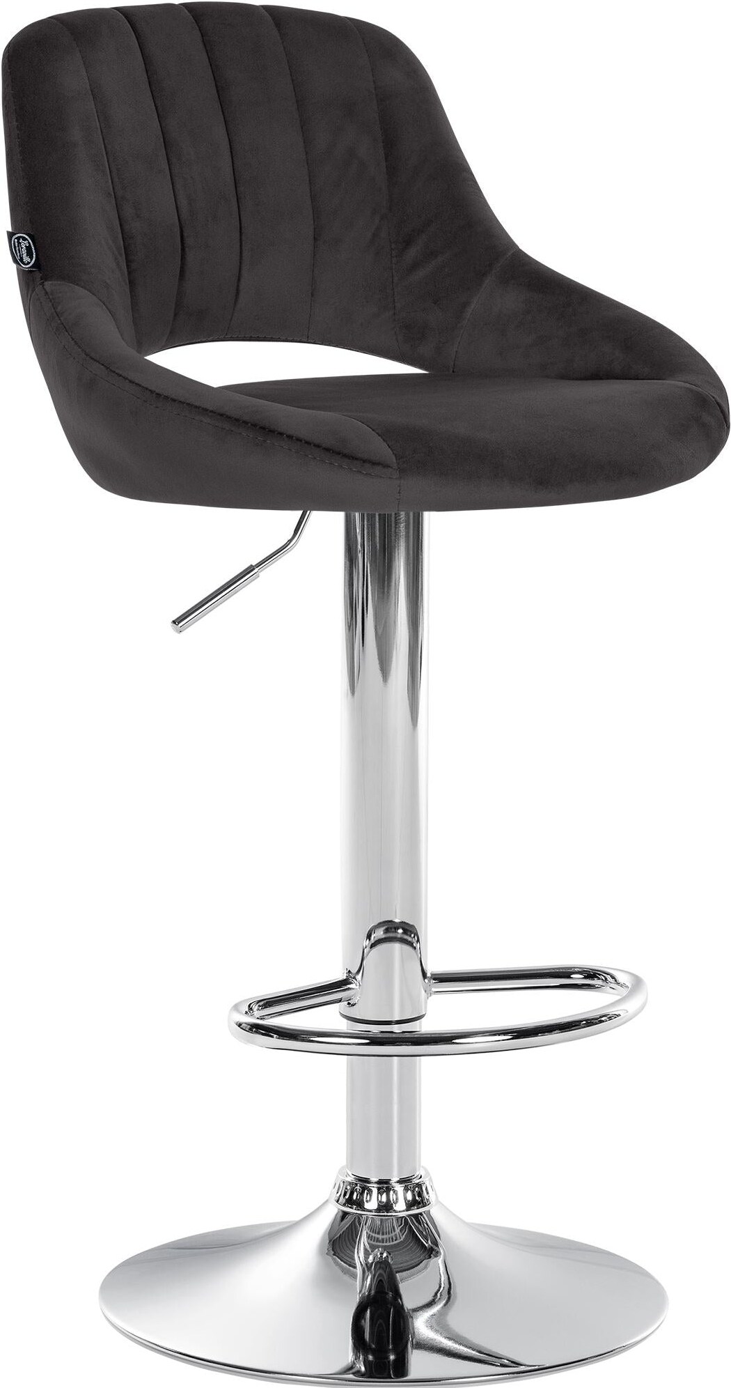 Décoshop26 - Barhocker x1 mit Drehfunktion und verstellbarer Fußstütze in schwarzem Samt und Metall 10_0005216