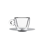 thumbnail of Taza Capuchino con Plato de Acero Inoxidable Cl 16.5 Pcs 2 Vidrio Térmico H 7.3 Ø Cm 8.2 Luigi