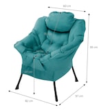 thumbnail of ML-Design Relaxsessel Petrol – Loungesessel mit Armlehnen, Kopfkissen & Seitentasche, Stahlrahmen, ergonomisch, gepolsterter Fernsehsessel