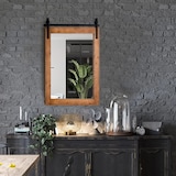 thumbnail of Espelho retangular COSTWAY com moldura de madeira Espelho de parede rústico, espelho suspenso inquebrável com suporte de metal