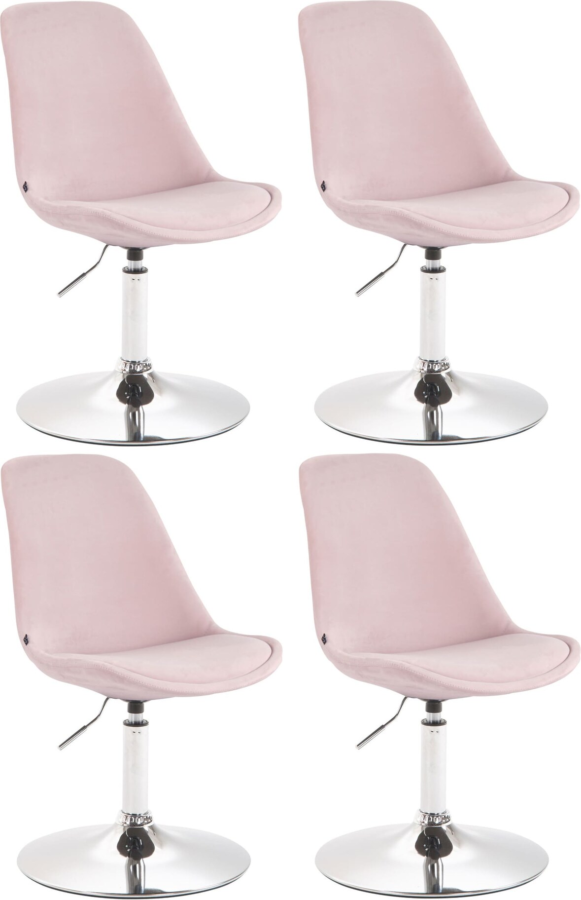4er Set Esszimmerstühle Maverick Samt pink/chrom