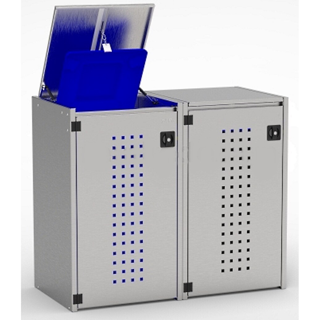 Mülltonnenbox BOXXI mit Kippdeckel 2x240L, Edelstahl, Mülltonnenhaus, Mülltonnenverkleidung