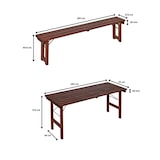 thumbnail of METRO PROFESSIONAL Conjunto de 3 peças de mesa e bancos para exterior, 1 mesa 180 x 70 cm, 2 bancos 180 x 27.5 cm, castanho escuro