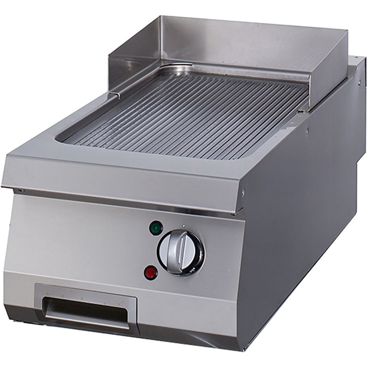 Premium Piastra - Cromo Scanalato - Unità Singola - Profondità 90cm - Elettrico