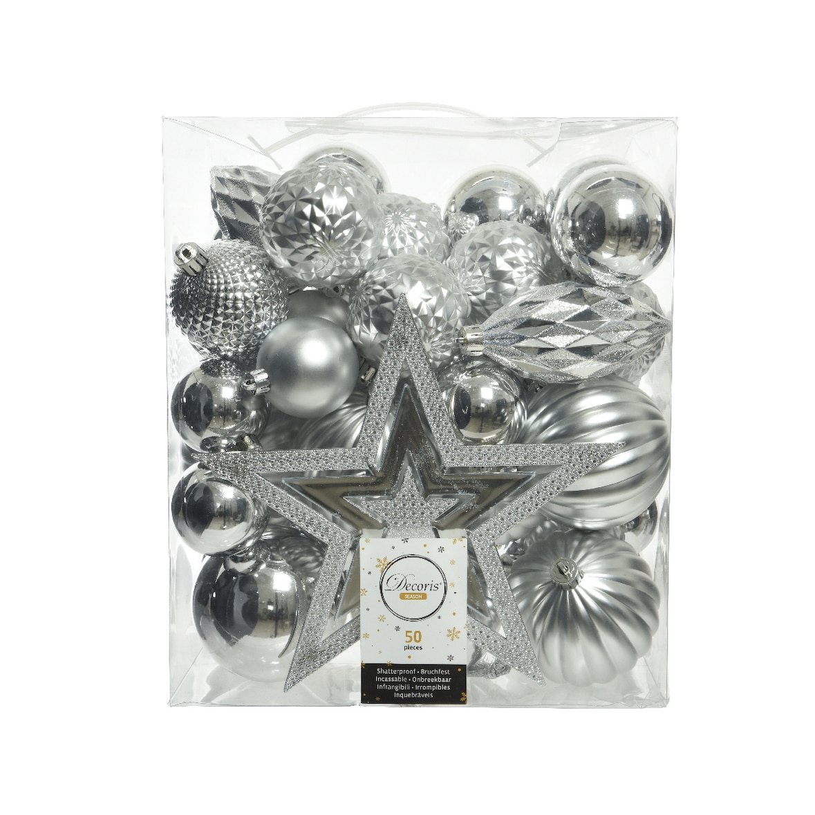 50 Weihnachtskugeln Christbaumspitze Stern Kunststoff Christbaumkugeln Set