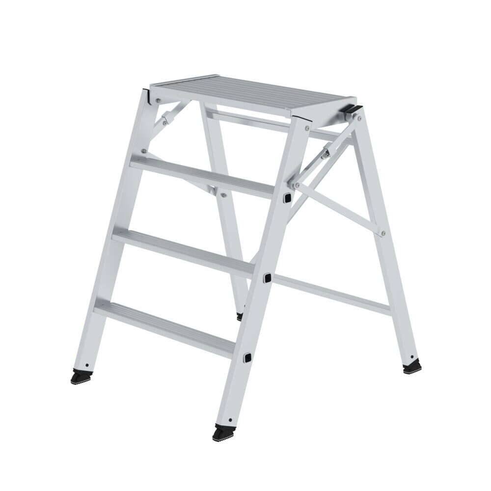 PROREGAL Klapppodest einseitig begehbar | 3 Stufen | nivello Leiterschuhe | Aluminium