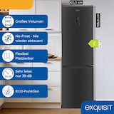 thumbnail of Exquisit Kühl-Gefrierkombination KGC5350-105-NF-040C inoxlook-az | 347 l Nutzinhalt | No Frost | Energieklasse C | Digitalanzeige | Schnellgefrieren