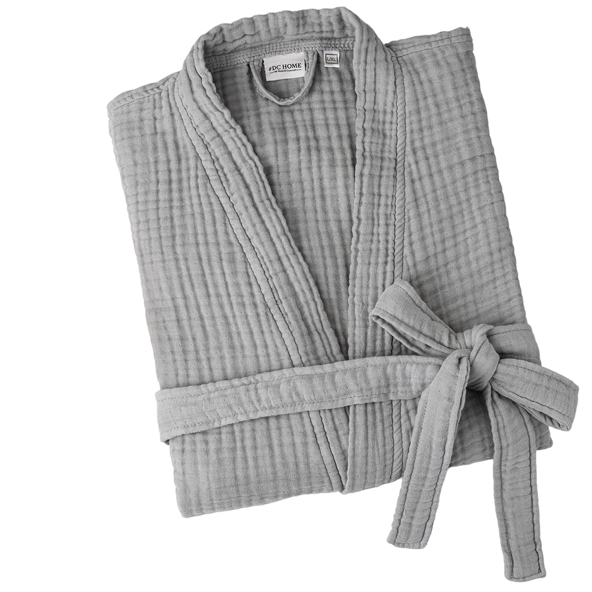 WellHome - Bademantel L/XL 100% Baumwolle in Grau