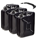 thumbnail of BW® Kraftstoffkanister Metall Benzinkanister 3x 20 Liter mit Ausgießer - Schwarz - RAL 9005 - TÜV-geprüft und UN-Zulassung - Made in Europe