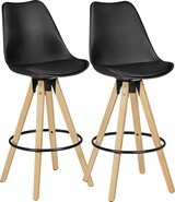 thumbnail of 2er Set Barhocker LIMA Schwarz Retro Design Kunstleder Holz mit Lehne, Design Barstuhl Retro Skandinavisch 2 Stück, Tresenhocker Sitzhöhe 77