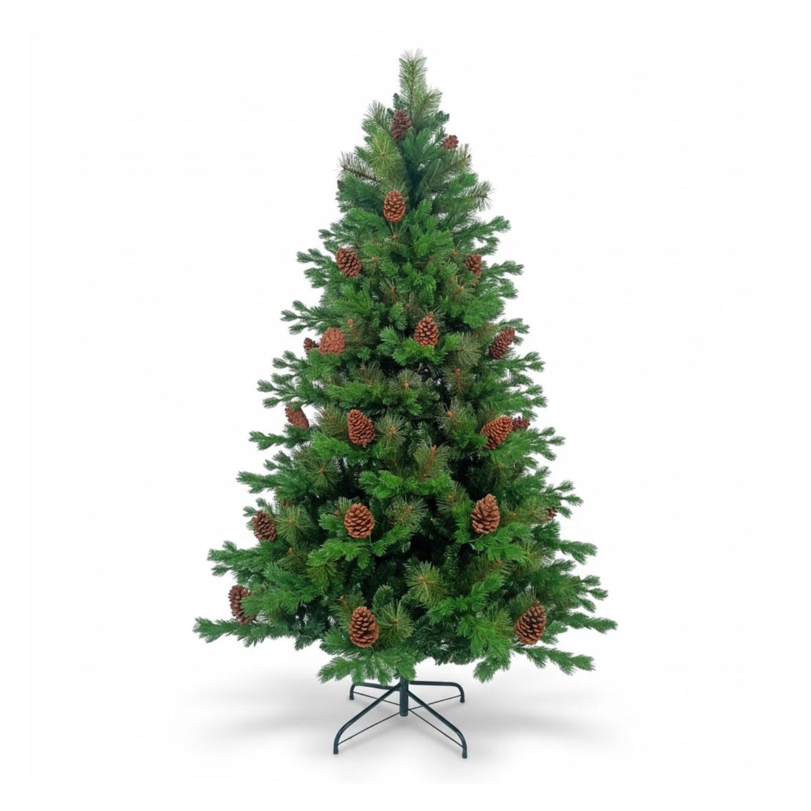 Árbol de Navidad Artificial Verde Otawa con Piñas Decorativas y Base Metálica 210cm 7house