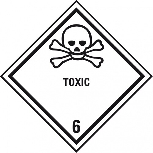 Dreifke® Verpackungskennzeichen Klasse 6.1 Toxic, Haftpapier, permanent, 100x100mm, 1000/Rolle