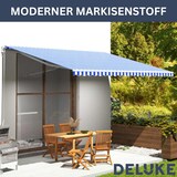 thumbnail of DELUKE® Markisenbespannung Markisenstoff Wasserabweisend Reißfest Blau-Weiß, für 400x350cm Rahmen Markise mit Volant Markisen Ersatzstoff Markisentuch