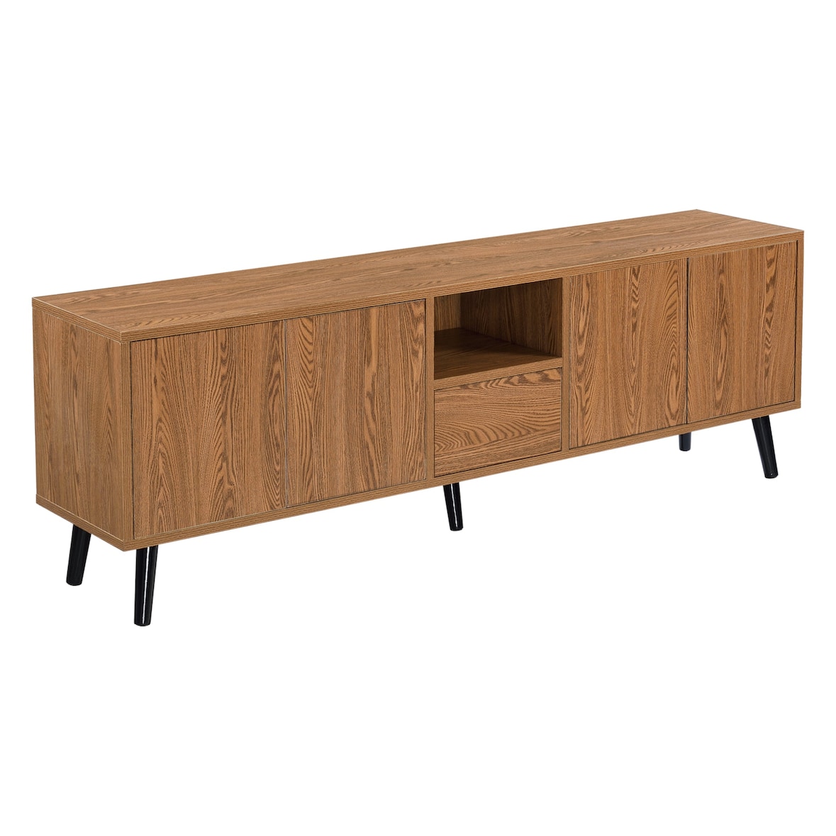 Helloshop26 - Meuble TV de rangement moderne 140 x 30 x 46 cm effet bois foncé 03_0007761