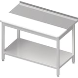 thumbnail of Stalgast Edelstahl Arbeitstisch mit Grundboden, 1700x700x850 mm, mit vertiefter PE-Schneideplatte, mit Aufkantung, verschweißt