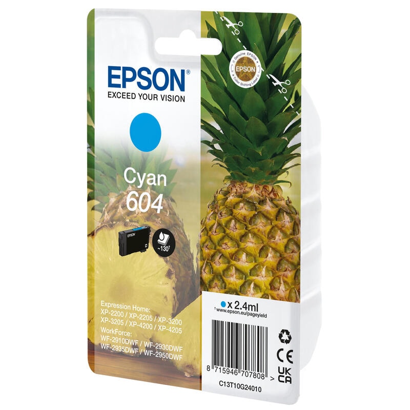 Original Epson Tinte 604 Cyan 2.4Ml C13T10G24020
