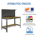 thumbnail of SimonRack Banco de Trabajo Taller, Capacidad Carga 400 kg, 1445x910x610 mm, Panel Perforado, 1 Cajón, Gris/Madera - BT-3