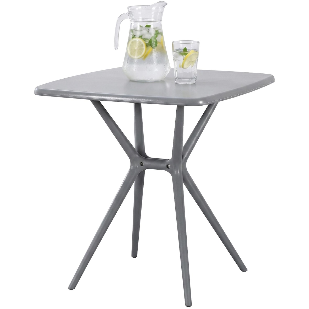 CLP Mesa de jardim Becky quadrada plástico HBT: 76x72x72 cm cinza